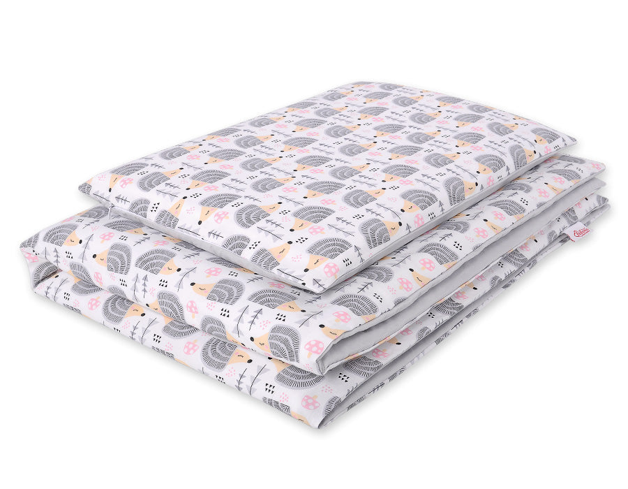 Baby cotton bedding set 2-pcs 135x100 cm- hedgehogs grey – afbeelding 3