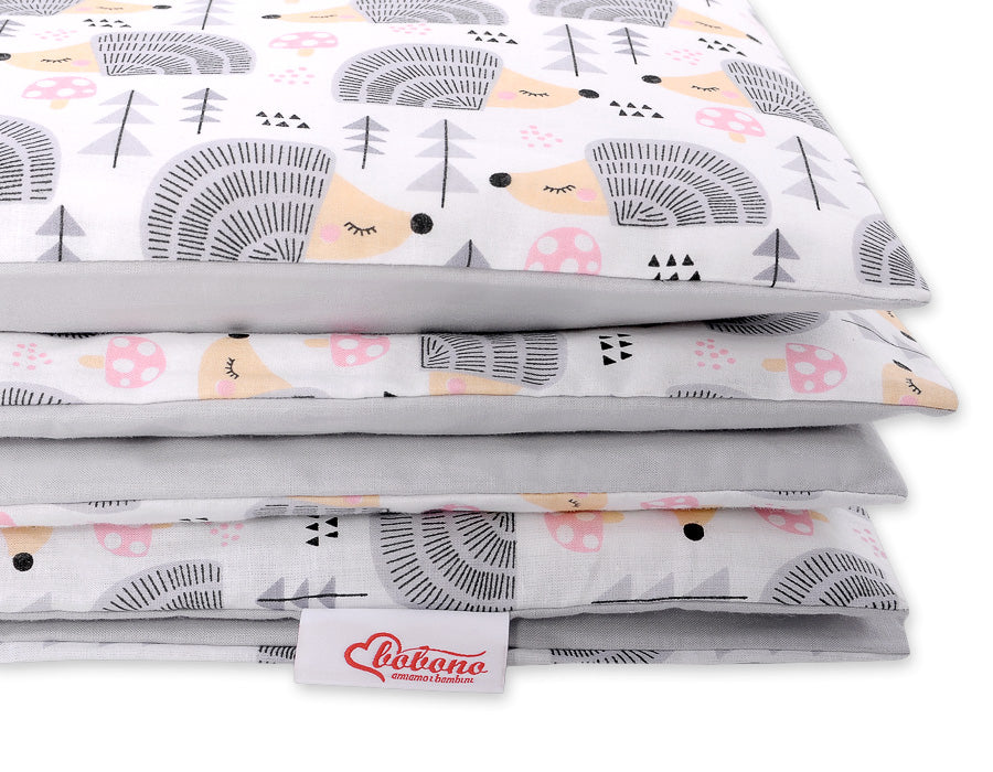 Baby cotton bedding set 2-pcs 120x90 cm- hedgehogs grey – afbeelding 2
