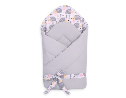 Baby nestje 2in1 with stiffening with bow- hedgehogs grey – afbeelding 2