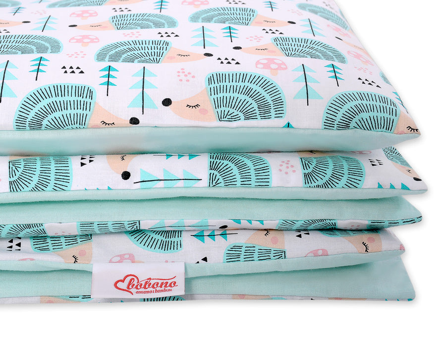Baby cotton bedding set 2-pcs 135x100 cm- hedgehogs mint – afbeelding 4