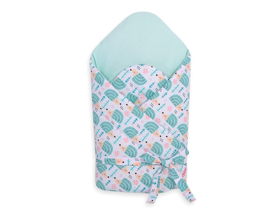 Baby nestje 2in1 with stiffening with bow - hedgehogs mint – afbeelding 1