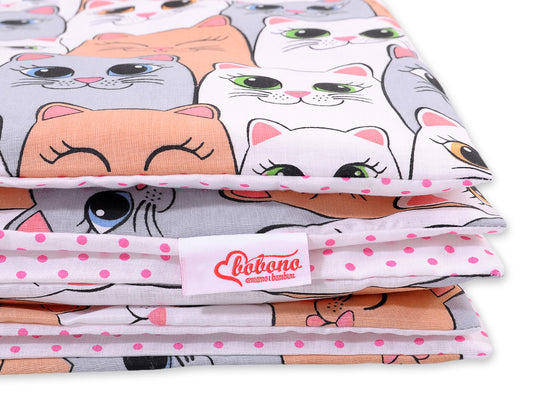 Baby cotton bedding set 2-pcs 140x200 Junior - gray-pink cats – afbeelding 2