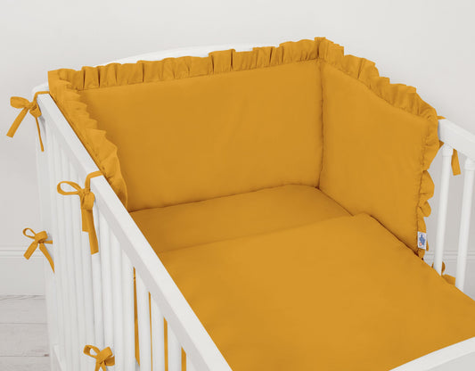 Universal baby bed bumper with frill - honey yellow – afbeelding 2