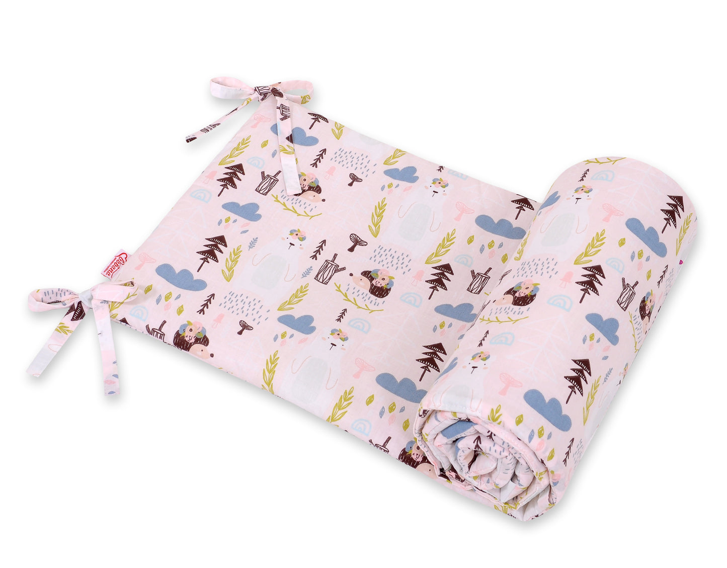 Universal bumper for cot - pink hedgehogs – afbeelding 1