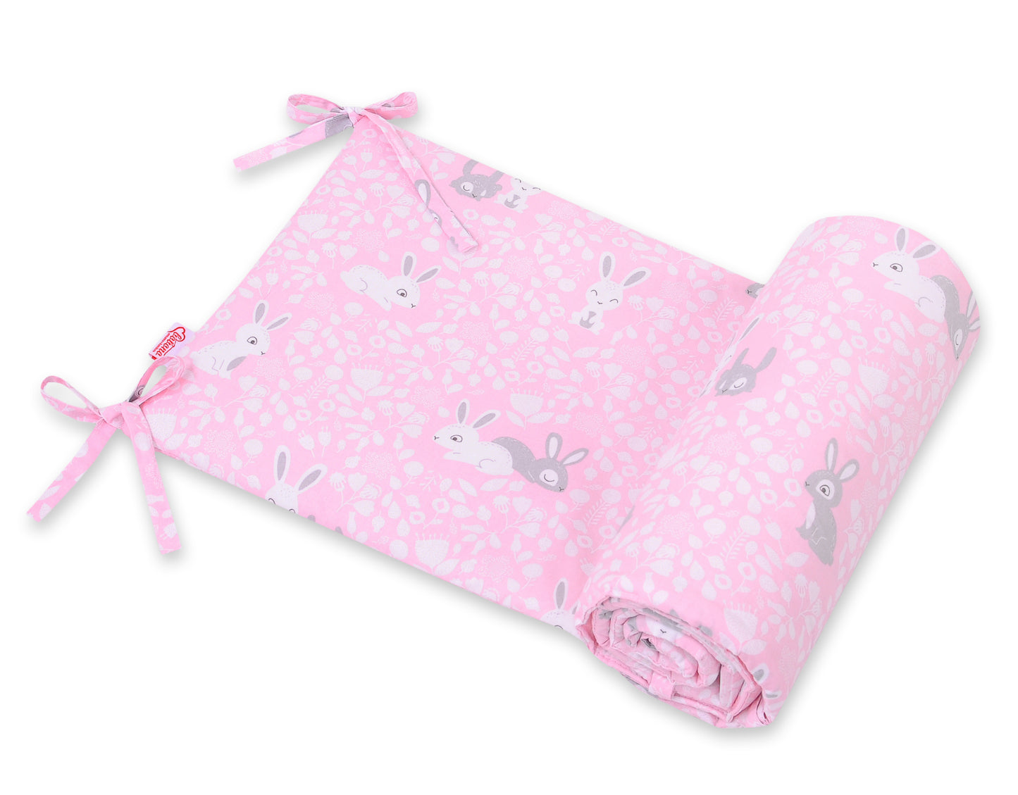 Universal Dubbelzijdige bumper for cot - pink rabbits – afbeelding 1