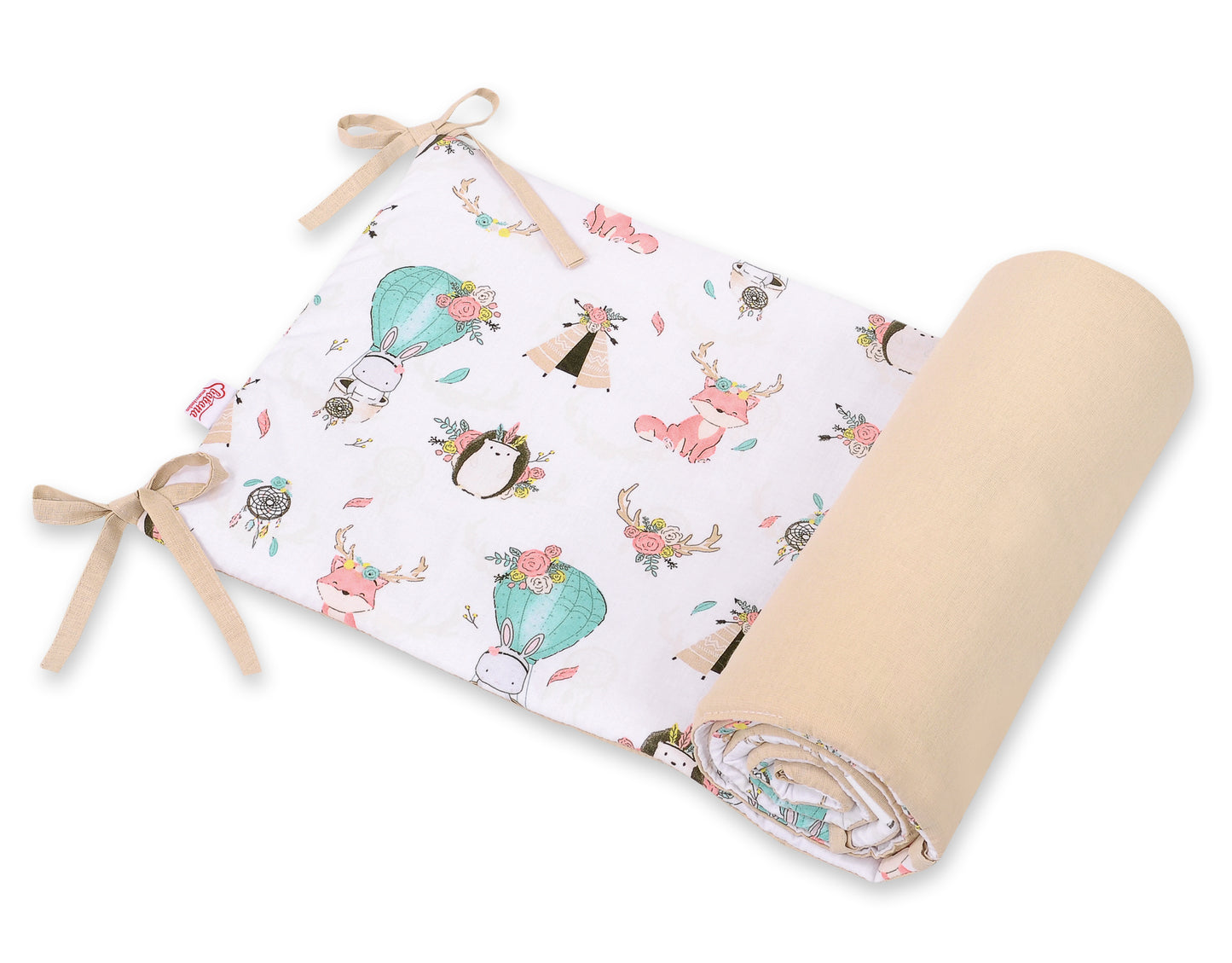 Universal Dubbelzijdige bumper for cot - foxes beige/beige – afbeelding 1