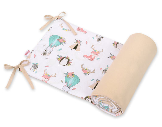 Universal Dubbelzijdige bumper for cot - foxes beige/beige – afbeelding 1