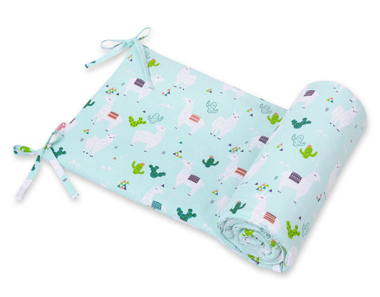 Universal bumper for cot - lama mint – afbeelding 1