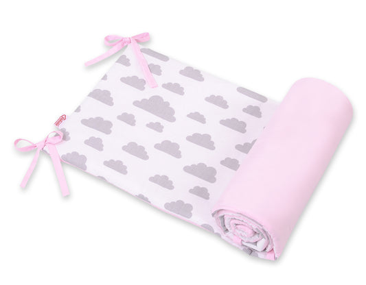 Universal Dubbelzijdige bumper for cot - clouds gray/pink – afbeelding 1