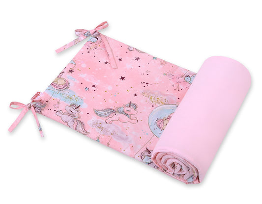 Universal bumper for cot - unicorn pink – afbeelding 1