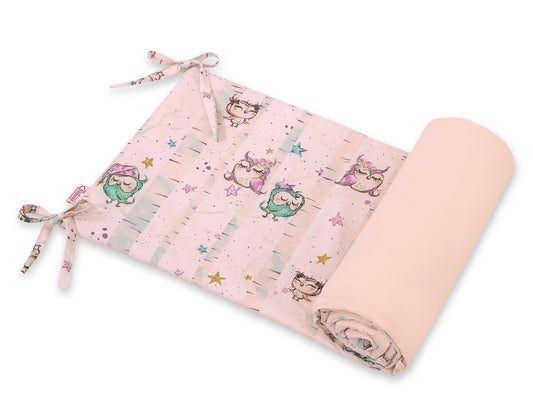 Universal bumper for cot - owls cream-mint – afbeelding 1