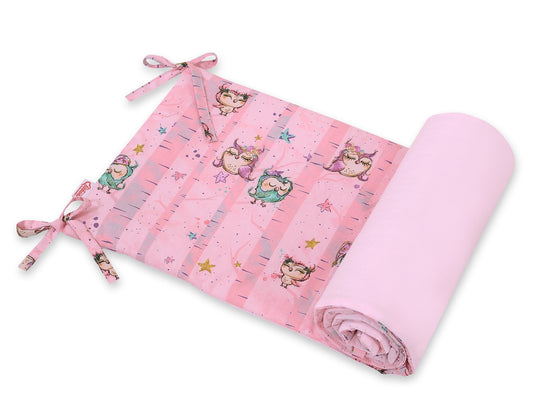 Universal bumper for cot - owls pink – afbeelding 1