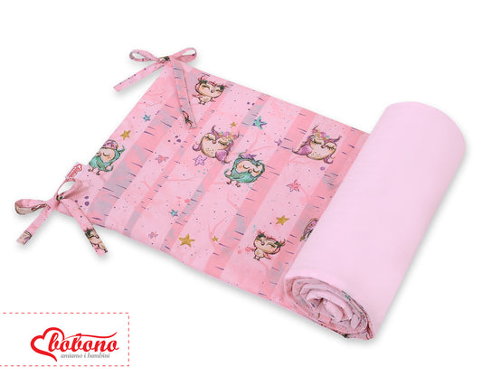 Universal bumper for cot - owls pink – afbeelding 2