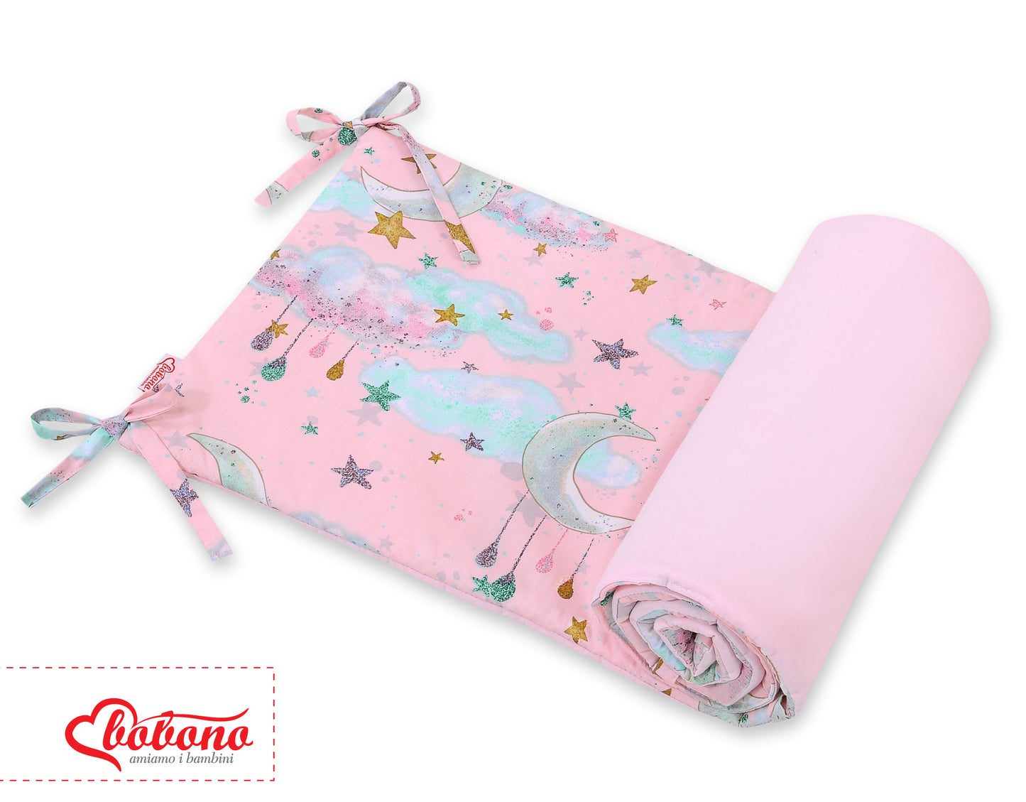 Universal bumper for cot - moons pink – afbeelding 2