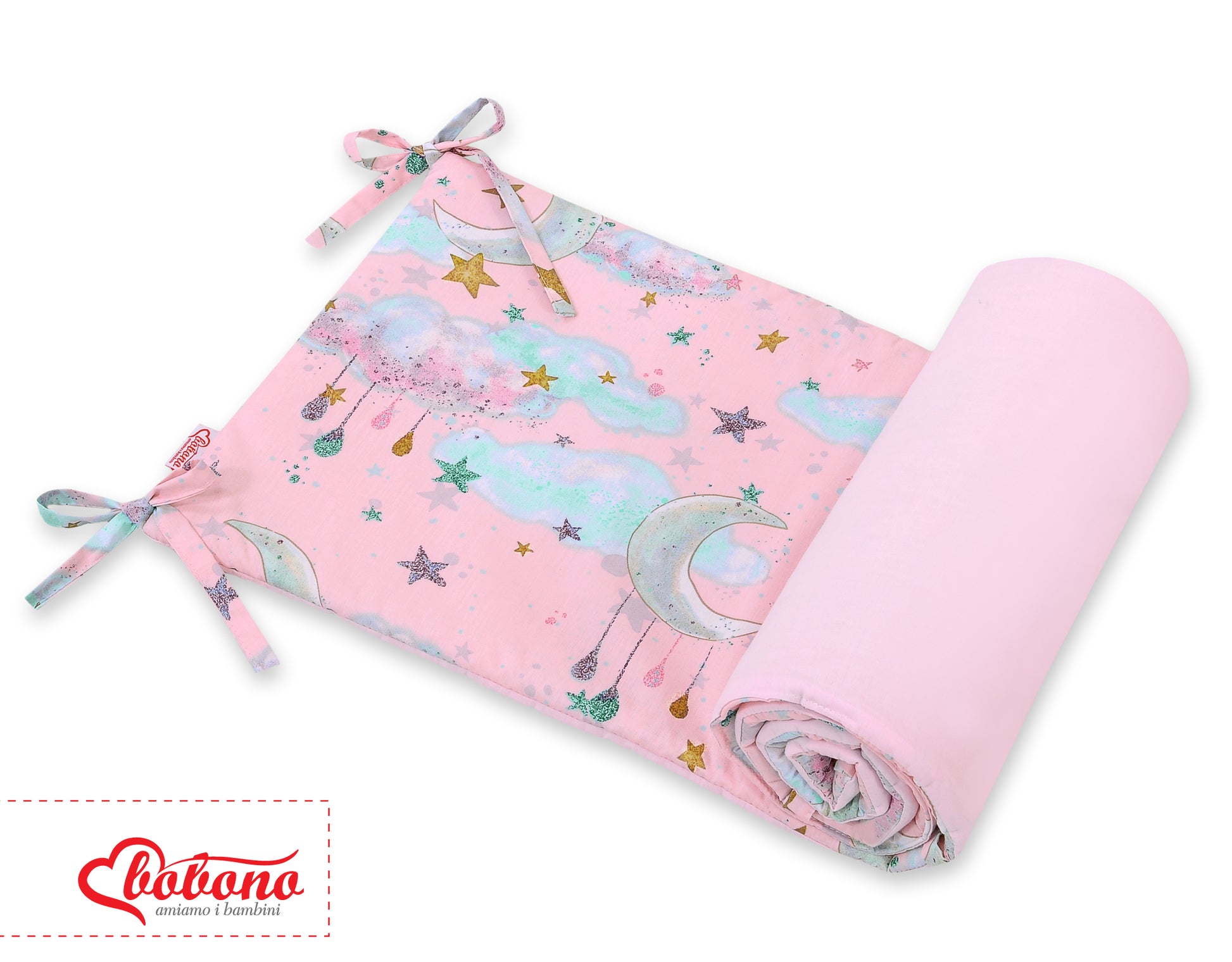 Universal bumper for cot - moons pink – afbeelding 2