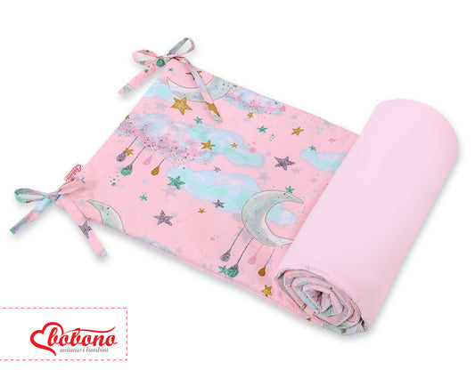 Universal bumper for cot - moons pink – afbeelding 2