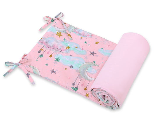 Universal bumper for cot - moons pink – afbeelding 1