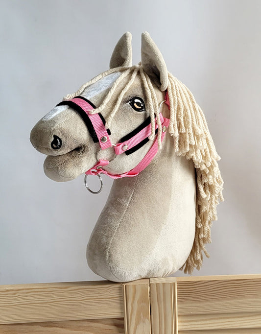 The adjustable halter for Hobby Horse A3 - pink with black furry – afbeelding 1