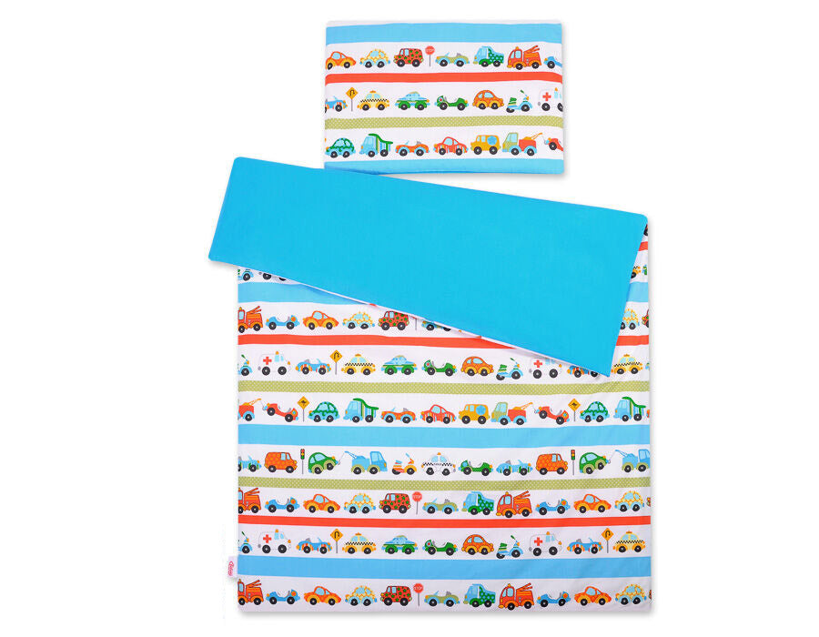 Baby cotton bedding set 2-pcs 135x100 cm- retro cars – afbeelding 2