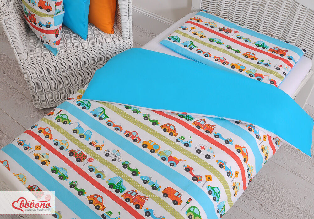 Baby cotton bedding set 2-pcs 135x100 cm- retro cars – afbeelding 3