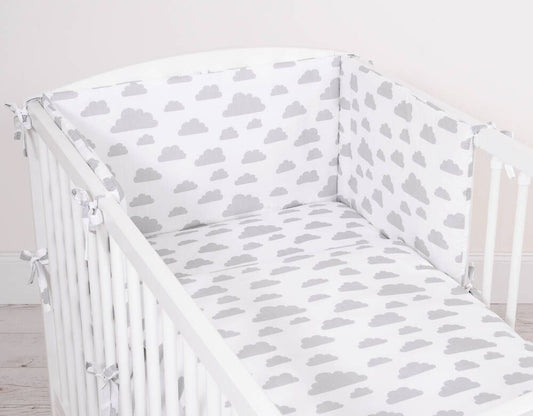 Baby cotton bedding set 2-pcs 120x90 cm- clouds gray – afbeelding 2
