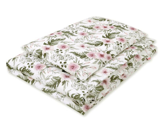 Baby cotton bedding set 2-pcs 120x90 cm- peony flower pink – afbeelding 1