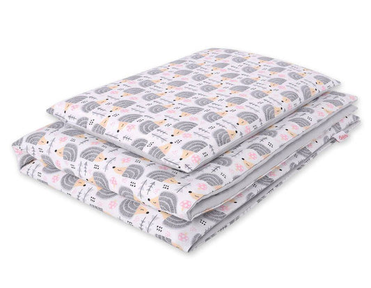 Baby cotton bedding set 2-pcs 120x90 cm- hedgehogs grey – afbeelding 1