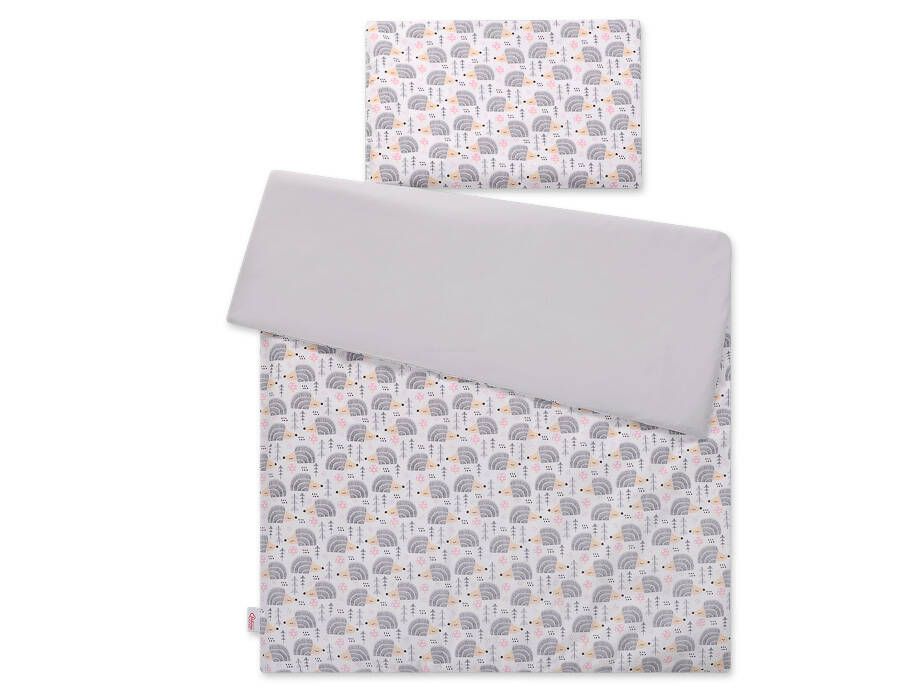 Baby cotton bedding set 2-pcs 120x90 cm- hedgehogs grey – afbeelding 3