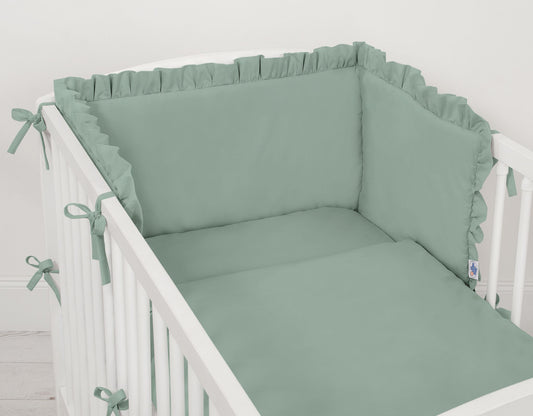 Universal baby bed bumper with frill - pastelgreen – afbeelding 2