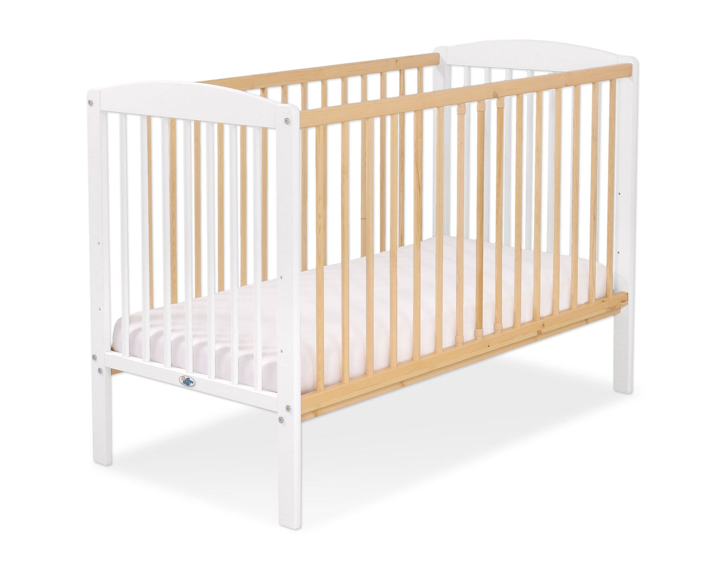 Wooden baby cot 120x60cm Leonardo white - natural wood – afbeelding 1
