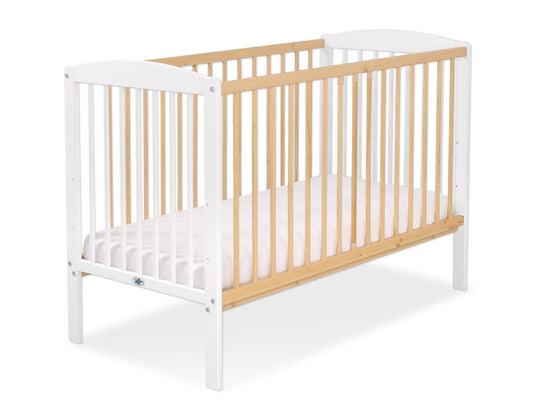 Wooden baby cot 120x60cm Leonardo white - natural wood – afbeelding 1