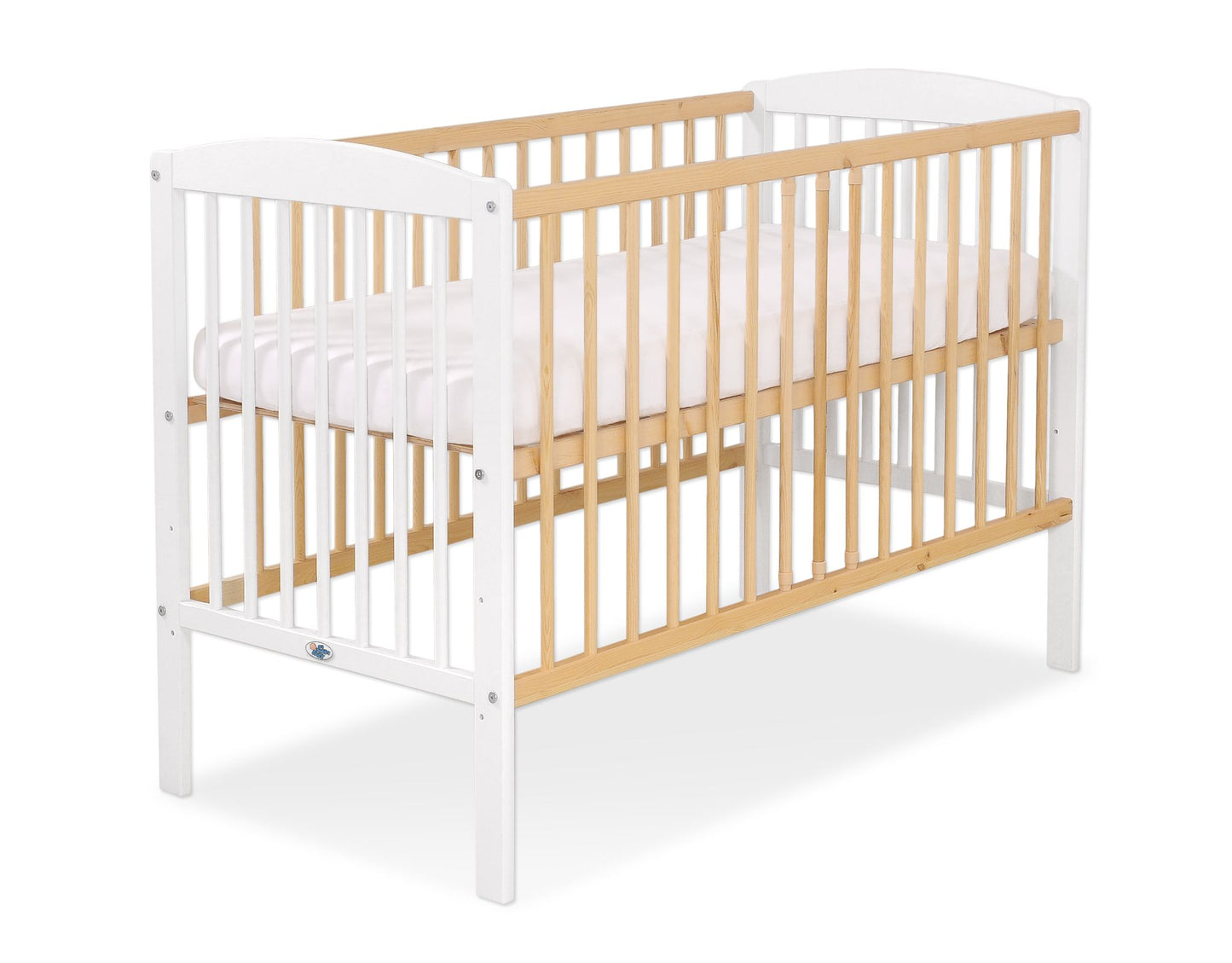 Wooden baby cot 120x60cm Leonardo white - natural wood – afbeelding 3