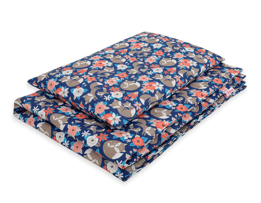 Baby cotton bedding set 2-pcs 135x100 cm- fox family on blue – afbeelding 1