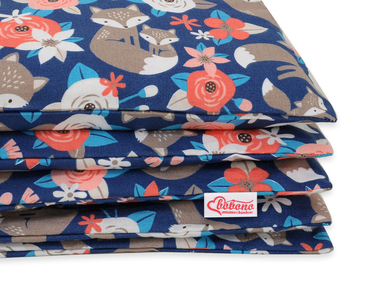 Baby cotton bedding set 2-pcs 120x90 cm- fox family on blue – afbeelding 2