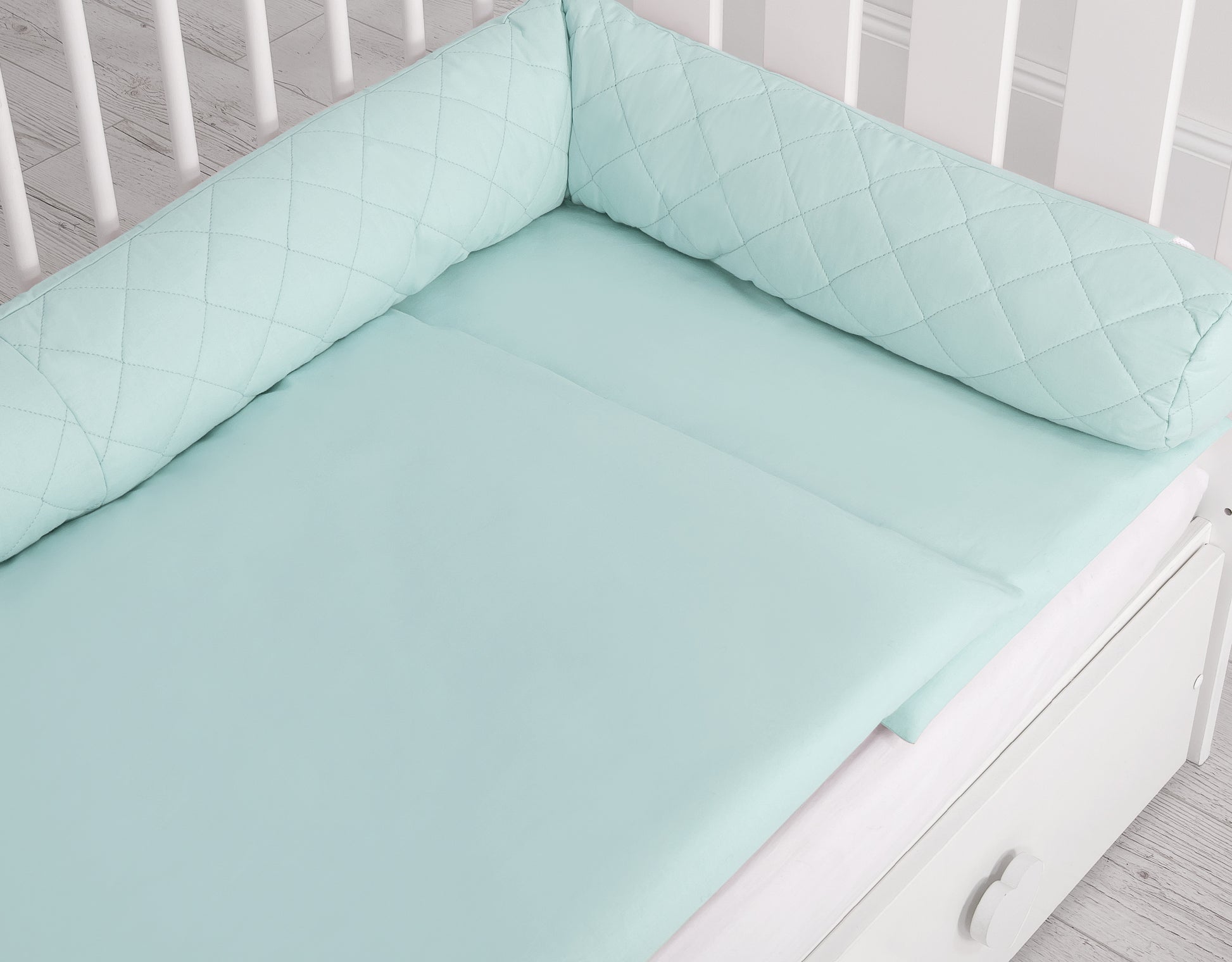 2-in-1 - baby nestje quilted - snake kussen bumper - mint – afbeelding 2