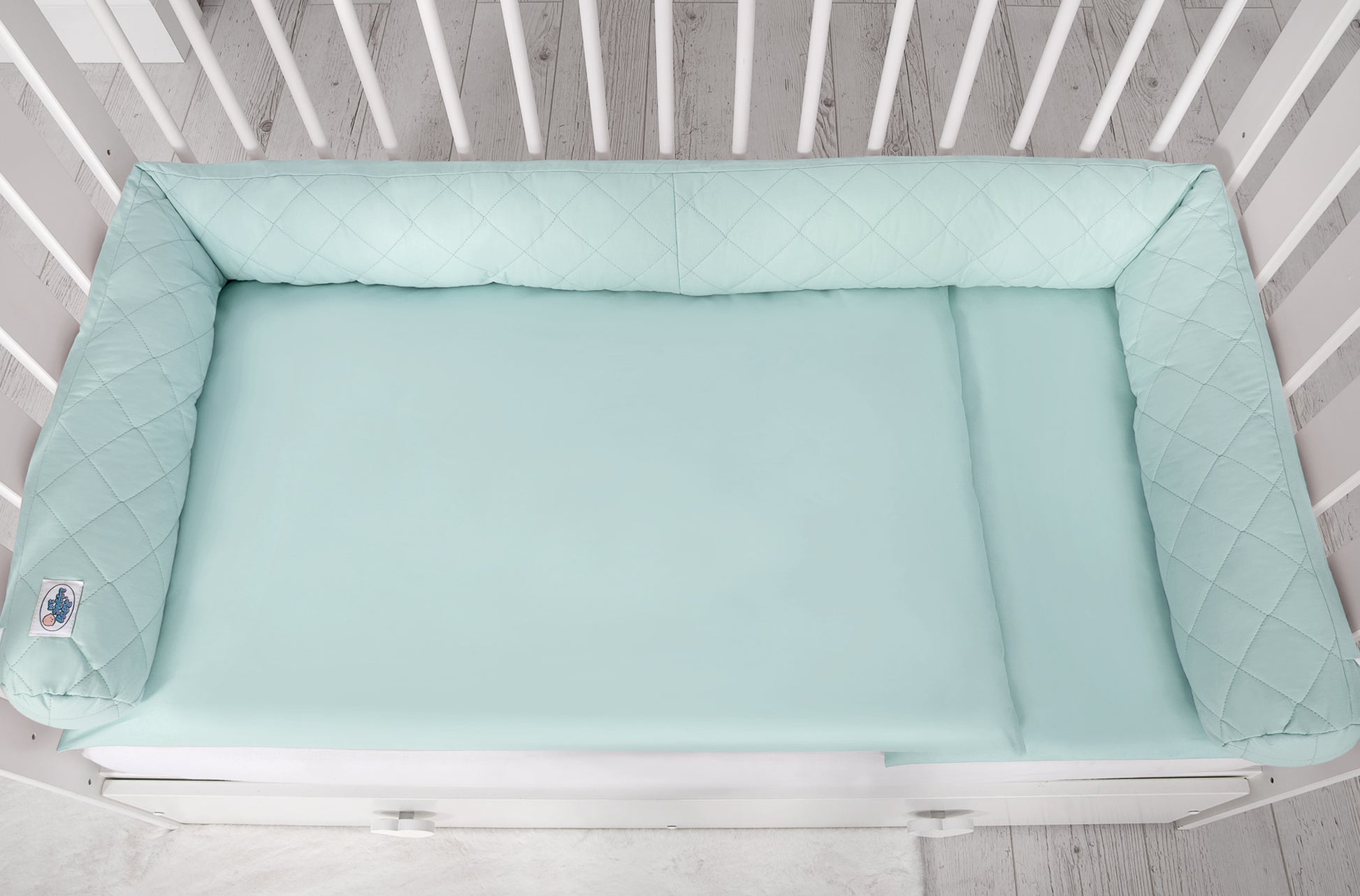 2-in-1 - baby nestje quilted - snake kussen bumper - mint – afbeelding 3