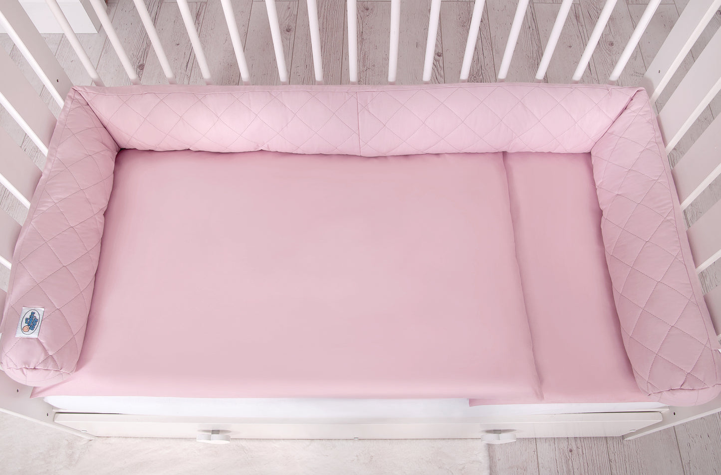 2-in-1- baby nestje quilted - snake kussen bumper - pink – afbeelding 3