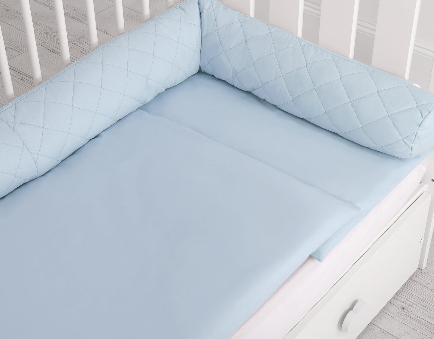 2-in-1 - baby nestje quilted - snake kussen bumper - blue – afbeelding 2