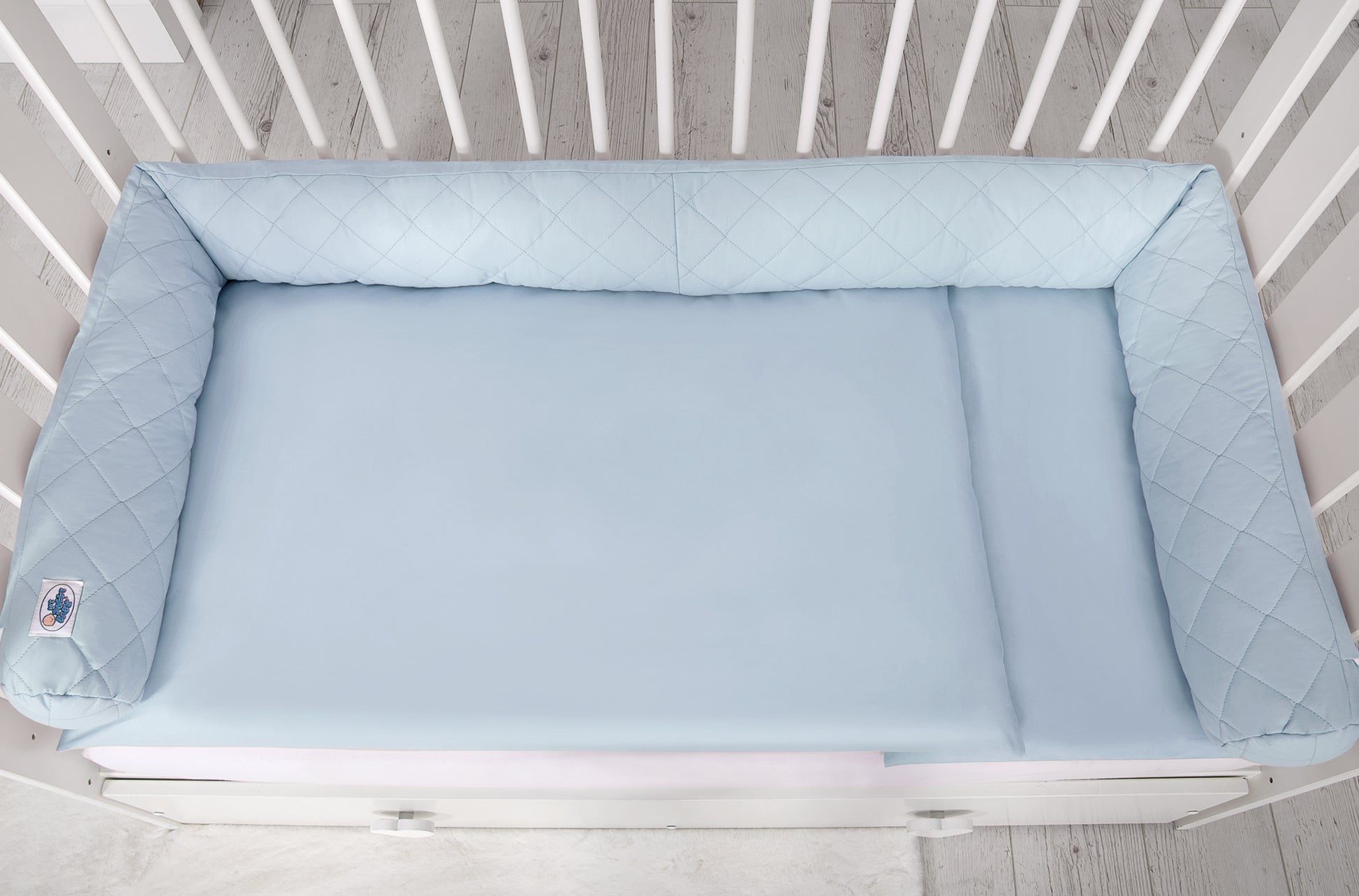 2-in-1 - baby nestje quilted - snake kussen bumper - blue – afbeelding 3