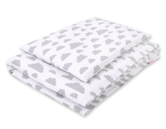 Baby cotton bedding set 2-pcs 120x90 cm- clouds gray – afbeelding 1