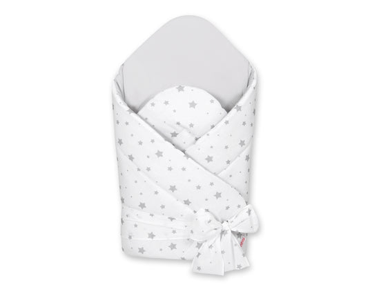 Baby nestje 2in1 with stiffening with bow - mini gray stars – afbeelding 1