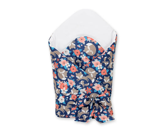 Baby nestje 2in1 with stiffening with bow - fox family on blue – afbeelding 1