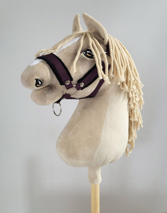 The adjustable halter for Hobby Horse A3 - plum with black furry – afbeelding 1