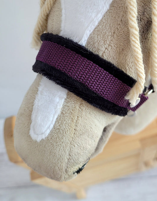The adjustable halter for Hobby Horse A3 - plum with black furry – afbeelding 2
