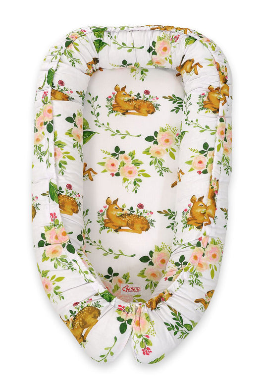 Baby nestje Dubbelzijdige Premium Cocoon for infants BOBONO - in the forest – afbeelding 1