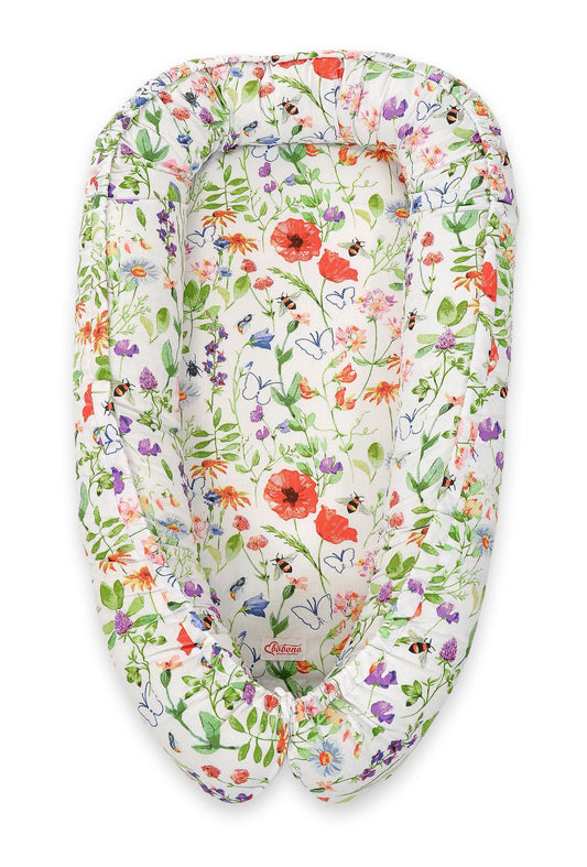 Baby nestje Dubbelzijdige Premium Cocoon for infants BOBONO - meadow – afbeelding 1