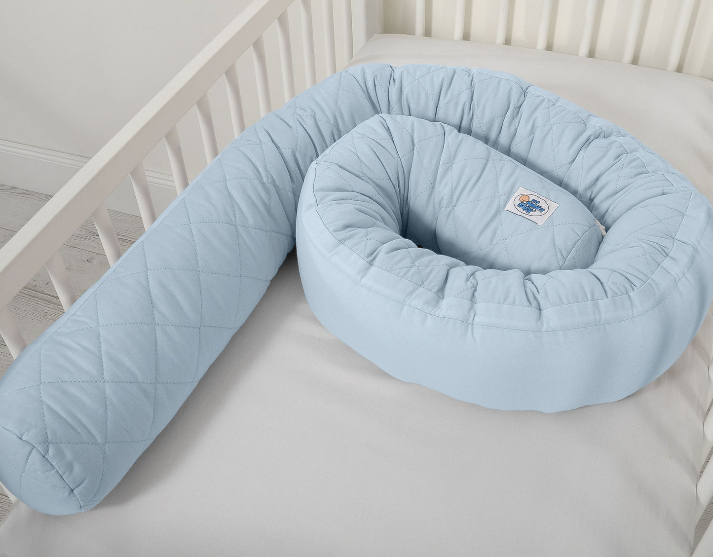 2-in-1 - baby nestje quilted - snake kussen bumper - blue – afbeelding 4
