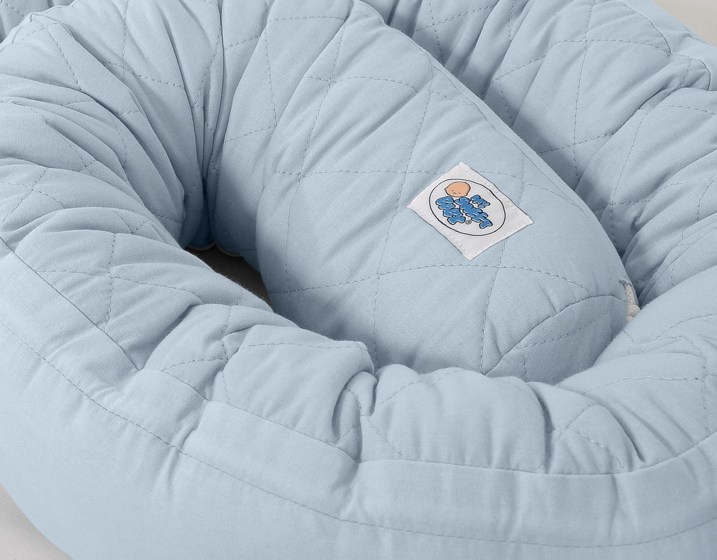 2-in-1 - baby nestje quilted - snake kussen bumper - blue – afbeelding 5