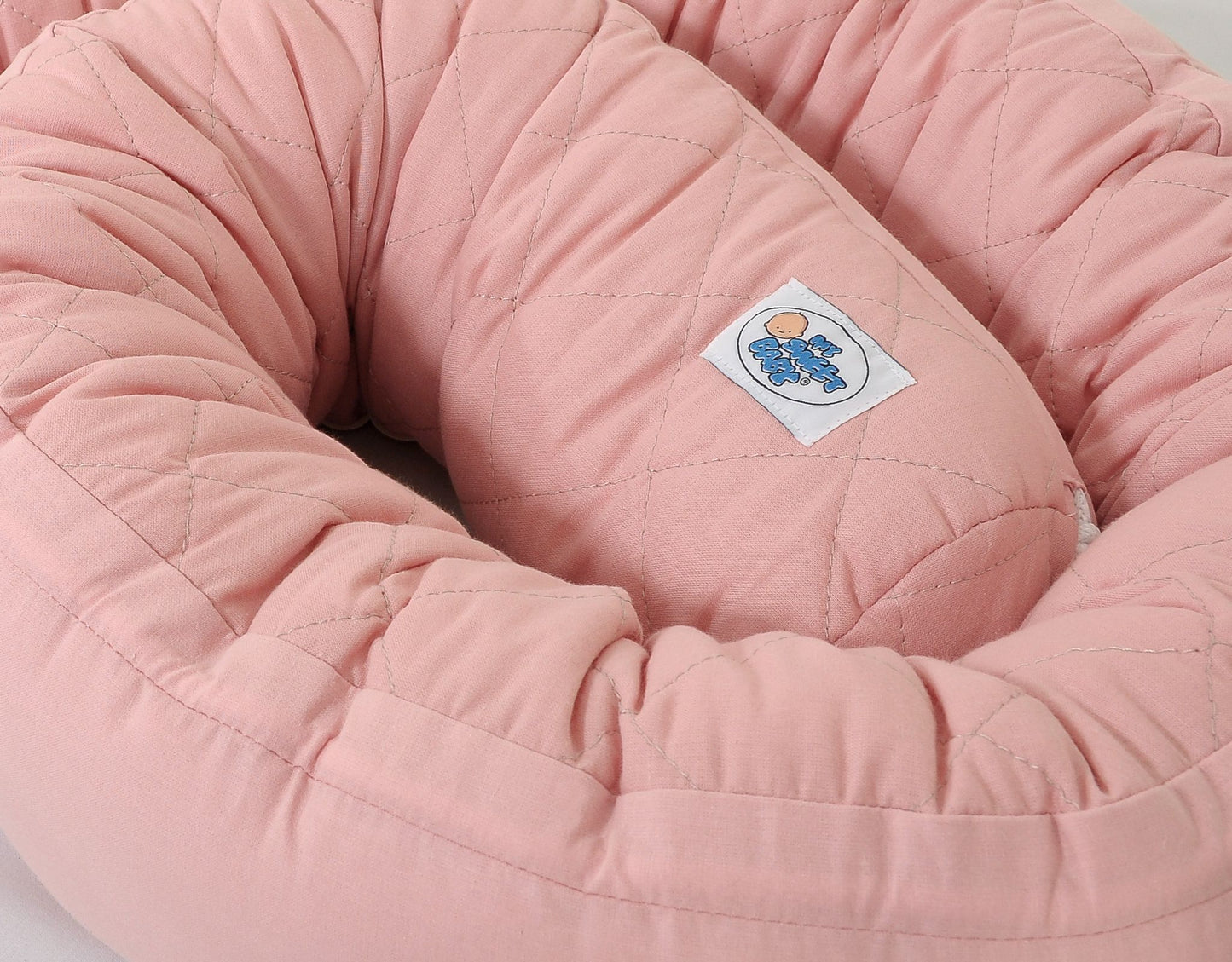 2-in-1 - baby nestje quilted - snake kussen bumper - pastel pink – afbeelding 5