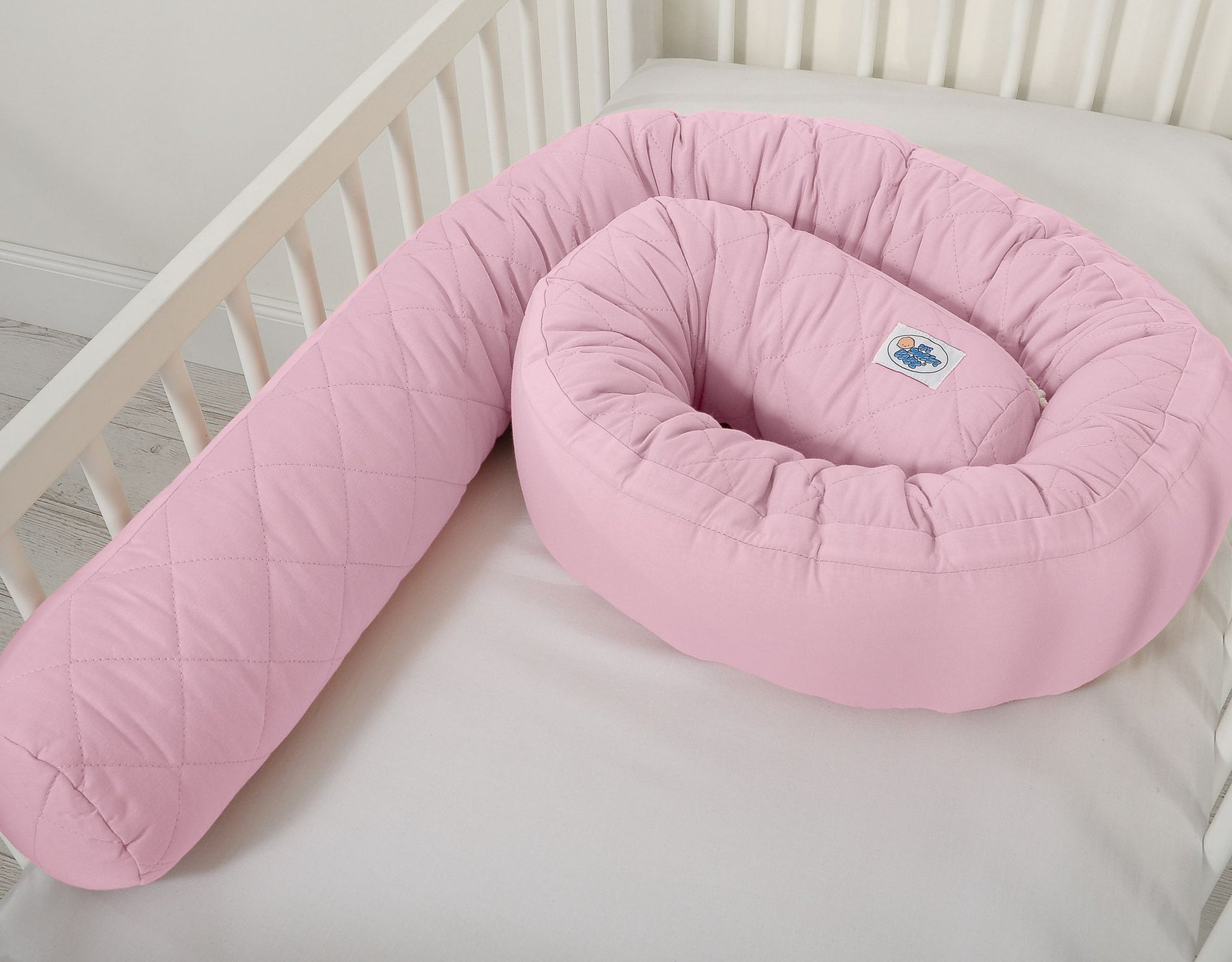 2-in-1- baby nestje quilted - snake kussen bumper - pink – afbeelding 4